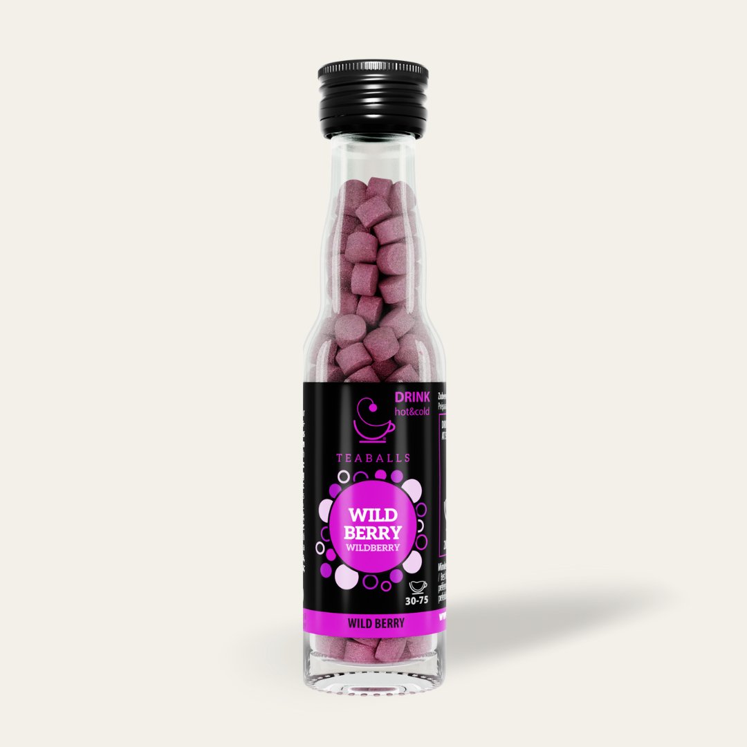 TEABALLS - Wildberry Black bouteille en verre | 30-75 tasses - Teaballs